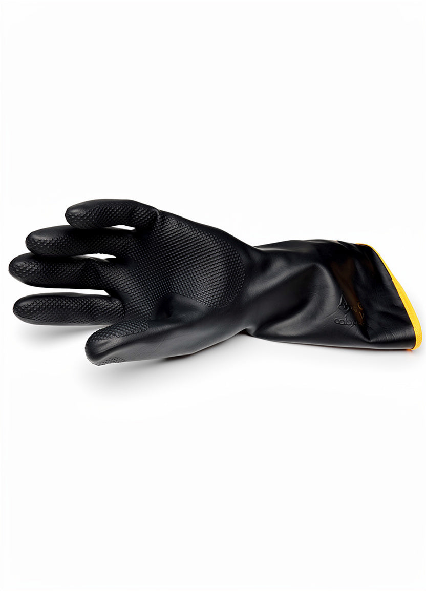 Lined Black Rubber Glove, Diamond Grip 330mm - 1 Pair image 1